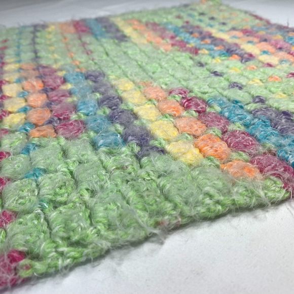 Baby Lovey Small Security Blanket Soft Multicolor Crochet Teddy Bear with Scarf - Picture 6 of 14